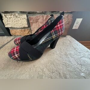 Anne Klein Red Plaid Heels